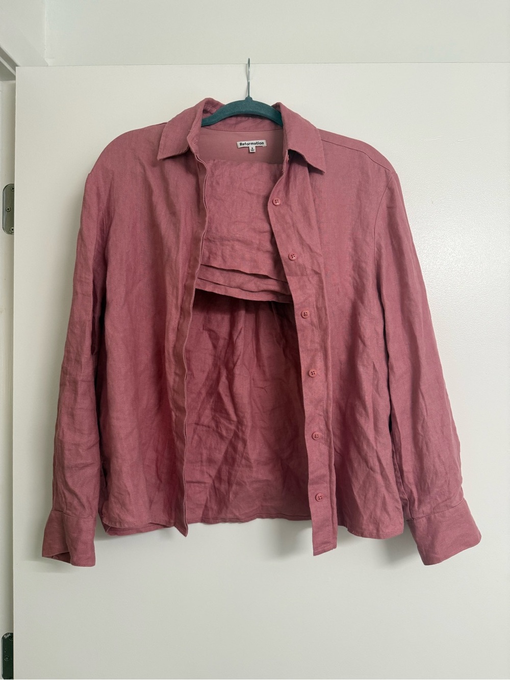 Reformation Pink Andy Oversized Linen Blend (Two Piece Set) - Picture 2 of 10
